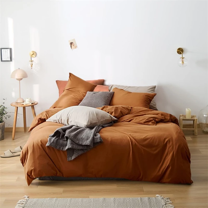 Pureant Pumpkin Comforter Cal King Burnt Orange Bedding Terracotta Quilts