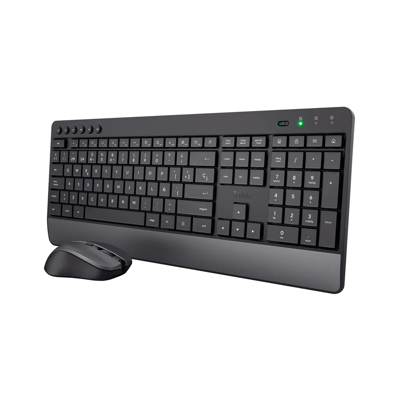Trust Trezo Spanish QWERTY Wireless Keyboard and Mouse, Sustainable Design, Silent and Ergonomic Keyboard, Wrist Rest, 48 Months of Battery, 2.4 GHz, Mac, PC, Laptop