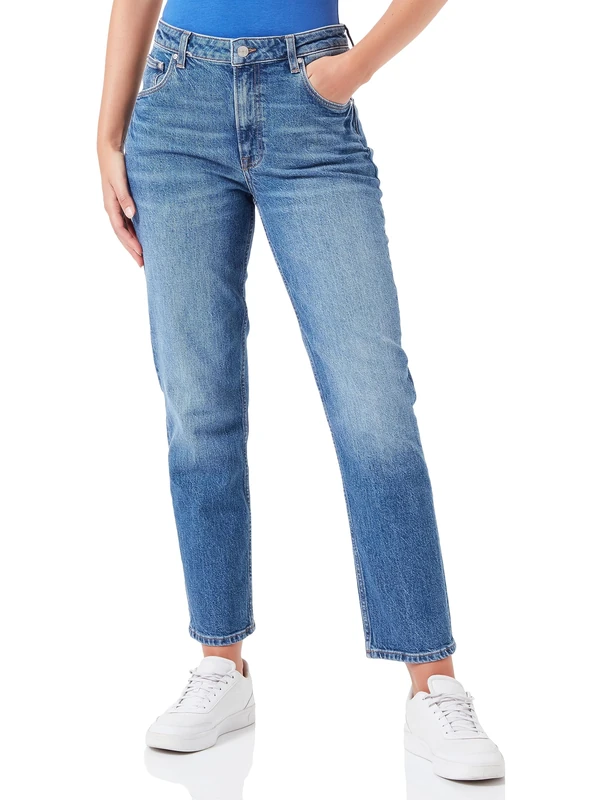 GANT Women's Straight Cropped Jeans, MID Blue Broken in, Standard, Mid Blue Broken in, 32W