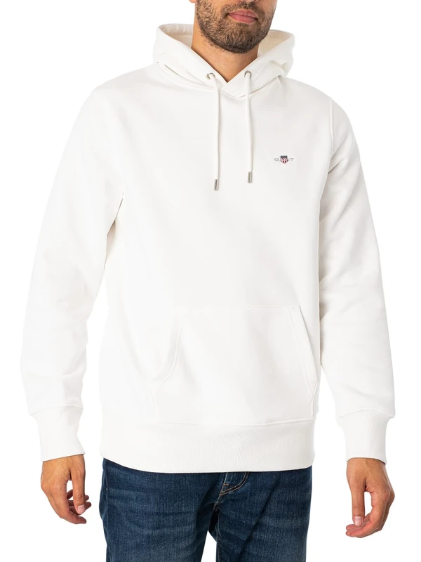 GANT Men's REG Shield Hoodie Eggshell Standard, Eggshell, XXS