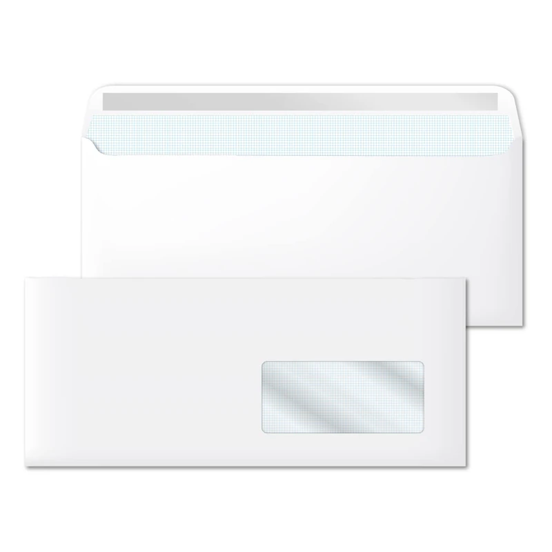 White Paper Envelopes DL Envelopes (115 x 225 mm) with Right Window, White Envelopes for Writing Paper, Letter Paper and Envelopes 90 g/m², Self-Adhesive, Ofituria (Pack of 1000) - Image 1