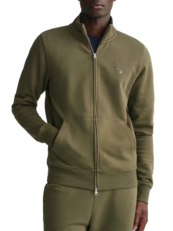 GANT Men's REG Shield Full Zip Sweatshirt, Juniper Green, Standard, Juniper Green, XXXXL