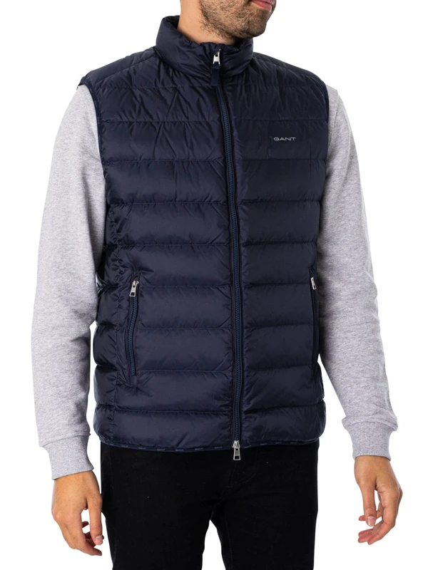 GANT Men's Light Down Vest, Evening Blue, 5XL