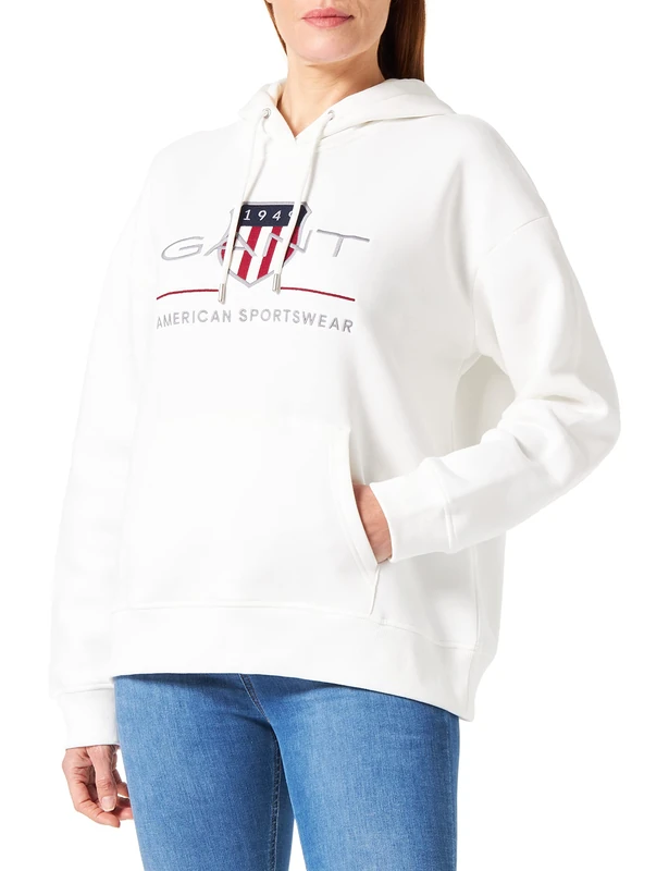 GANT REL Archive Shield Women's Hoodie Eggshell Standard, Eggshell, XXL