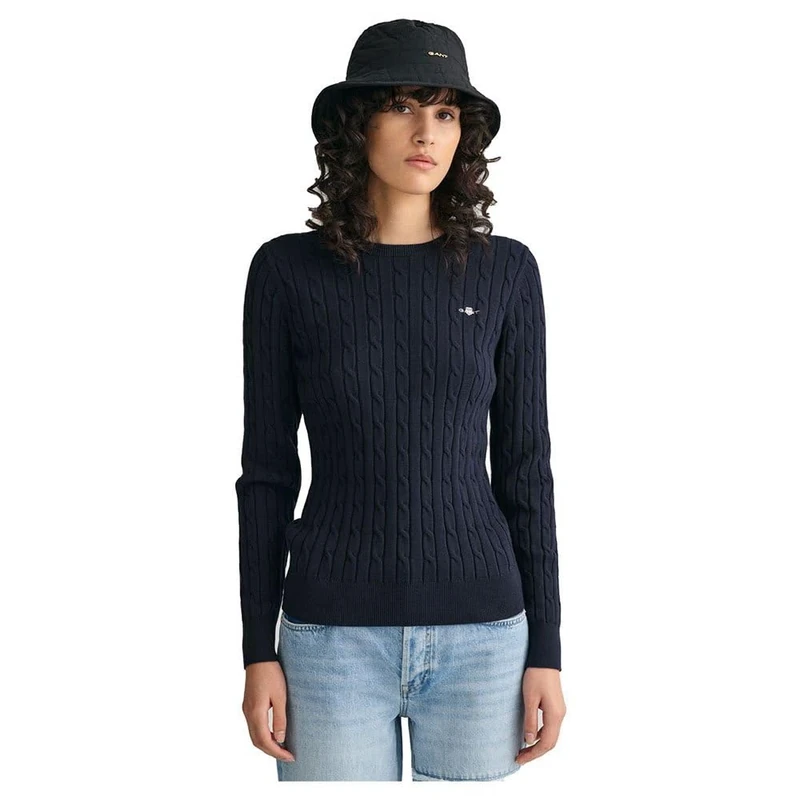 GANT Womens Cotton Cable C Neck Evening Jumper Evening Blue XL