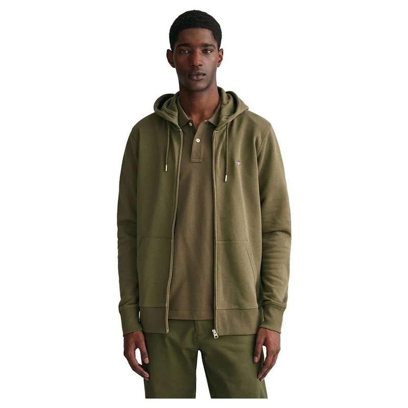 GANT Men's REG Shield Full Zip Hoodie Juniper Green Standard, Juniper Green, M