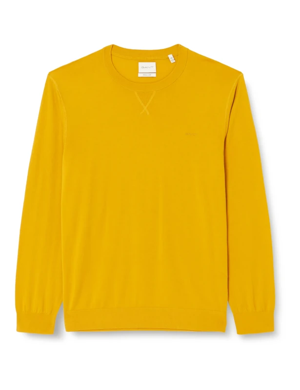 GANT Men's Fine Cotton C-Neck Fine Cotton Jumper with Crew Neck, Dark Mustard Yellow, XXXL