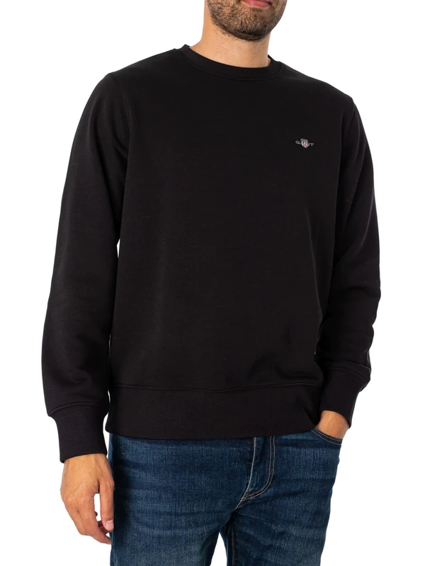 GANT Men's Reg Shield C-Neck Sweat Sweatshirt, black, XXXL