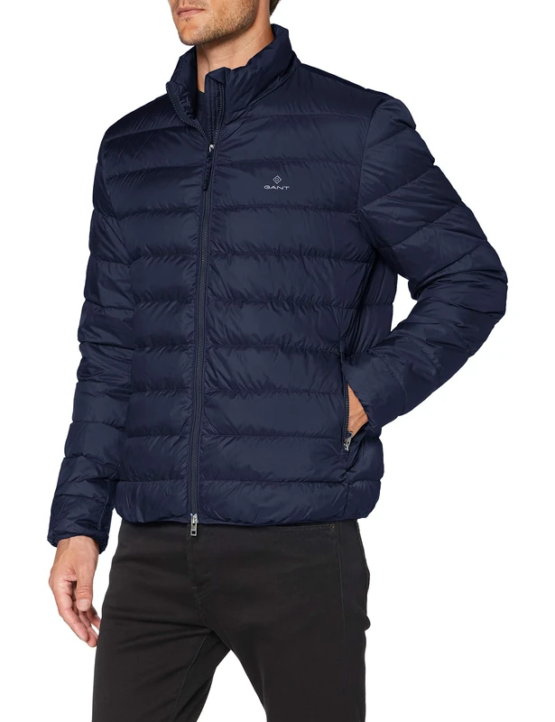 GANT Men's Light Down Jacket, Evening Blue, Standard, Evening Blue, XS