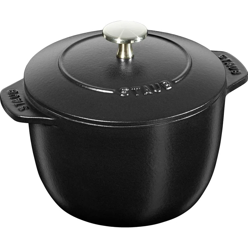 Staub La Cocotte de Gohan 40501-153 Black L 6.9 Inch (20 cm) 3-Piece Cast Iron Rice Pot Induction Compatible Authentic Japanese Product with Serial Number