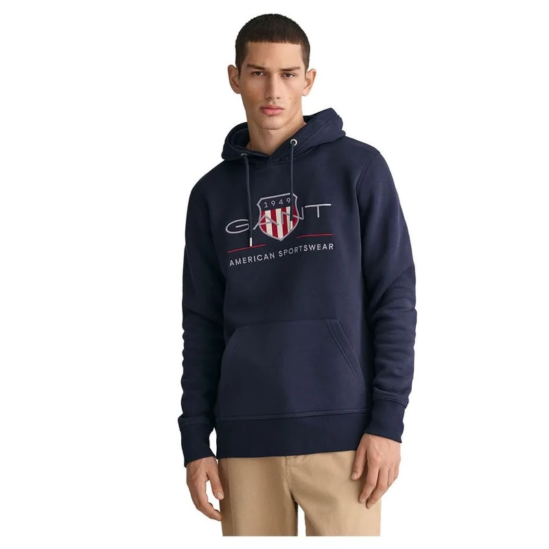 GANT Men's REG Archive Shield Hoodie Evening Blue Standard, Evening Blue, S