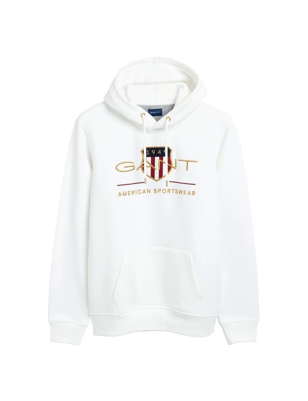 GANT Men's REG Archive Shield Hoodie Eggshell Standard, Eggshell, S