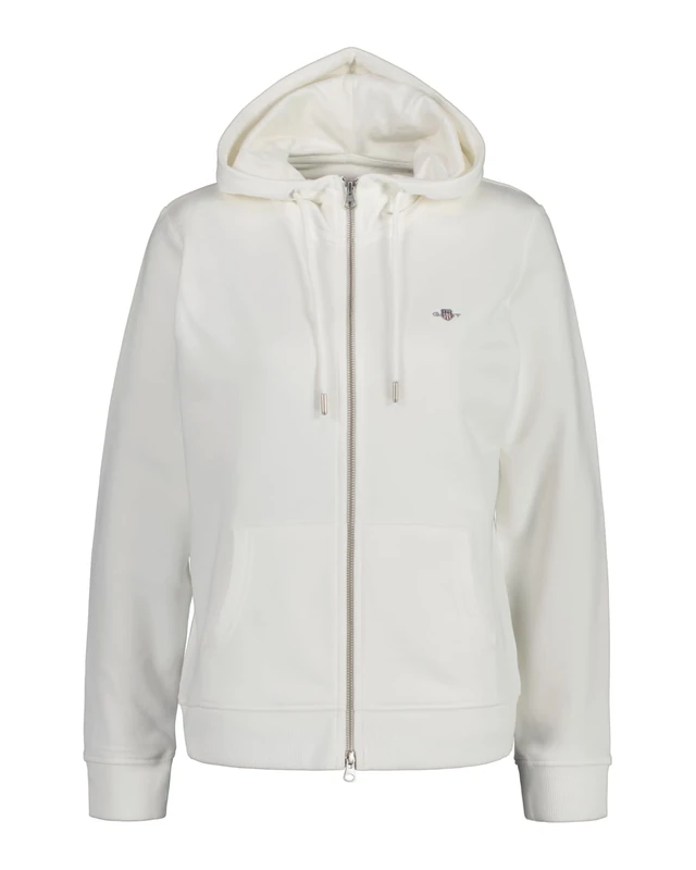 GANT Women's Rel Shield Zip Hoodie, Eggshell, S