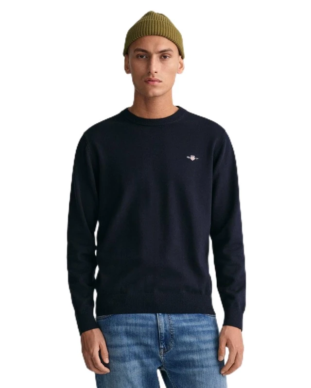 GANT Men's Classic Cotton C-Neck Pullover, Evening Blue, 3XL