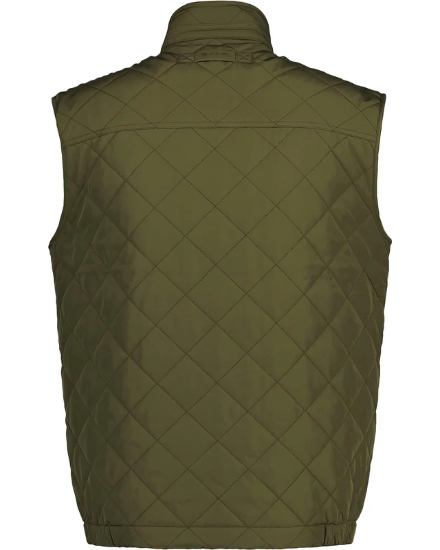 GANT Men's Quilted Windcheater Vest, Juniper Green, Standard, Juniper Green, XL
