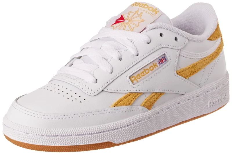 Reebok Women Club C Revenge Sneaker, FTWR White/Retro Gold F23-R/Stucco, 3.5