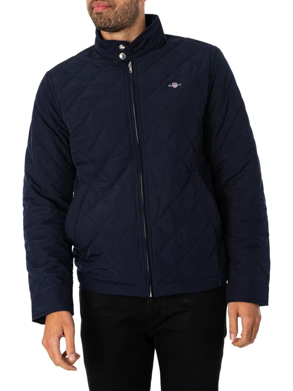GANT Men's Quilted Windcheater Jacket, Evening Blue, 3XL