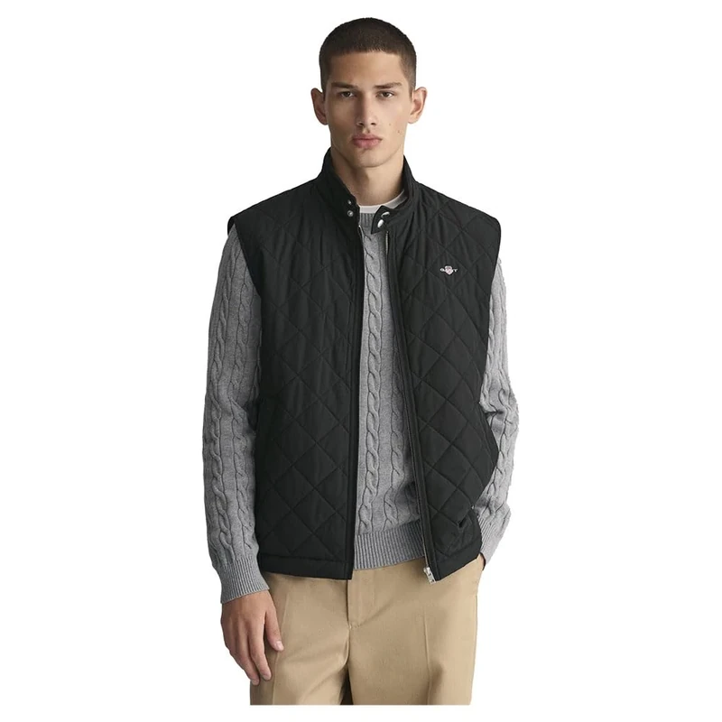 GANT Men's Quilted Windcheater Vest, black, 5XL