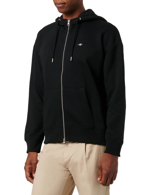 GANT Women's REL Shield Zip Hoodie, Black, XS