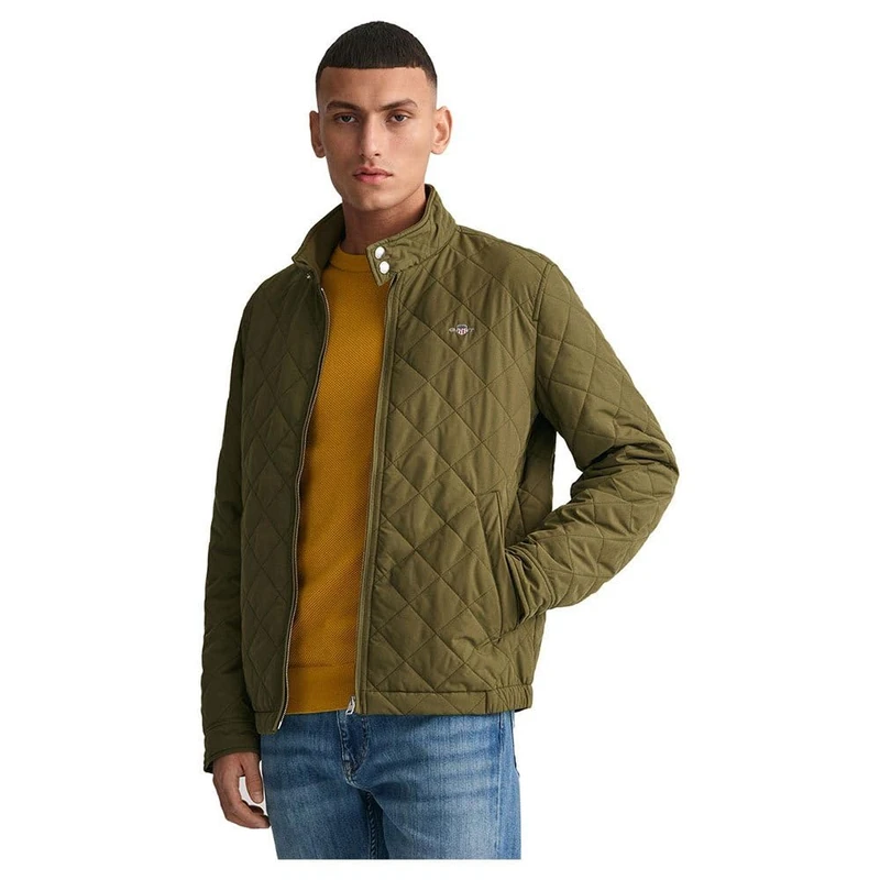 GANT Men's Quilted Windcheater Jacket, Juniper Green, Standard