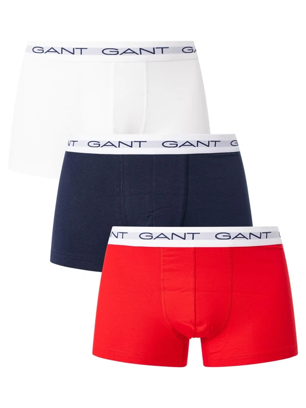 GANT Men's Trunk 3 Pack Boxer Shorts Multicoloured Standard, Multi-Coloured, One Size