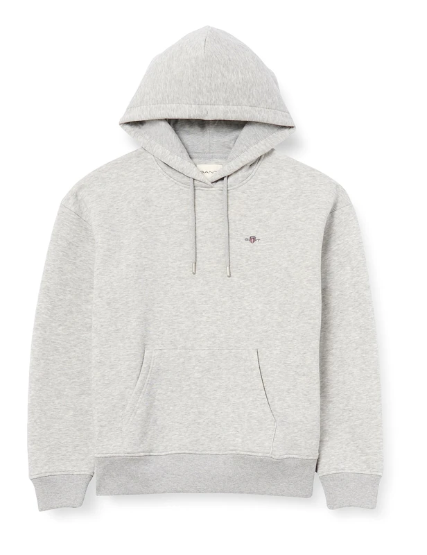 GANT Women's REL Shield Hoodie, Light Grey Melange, XS