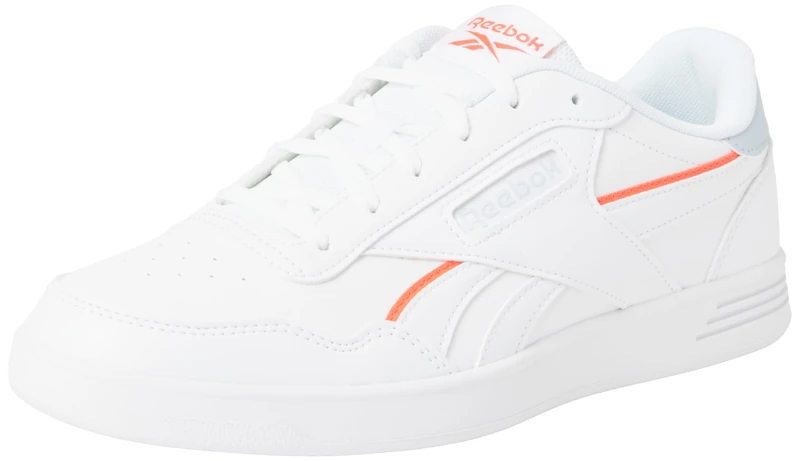 Reebok Women Court Advance Vegan Sneaker, FTWR White/Feel Good Blue F23-R/Neon Cherry, 7.5 - Image 1
