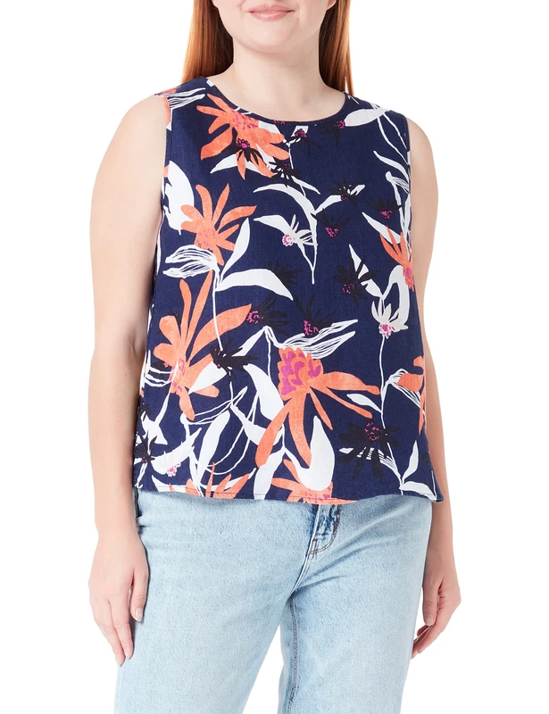 GERRY WEBER Women's 160043-31292 Blouse, Blau/Rot/Orange Druck, 36