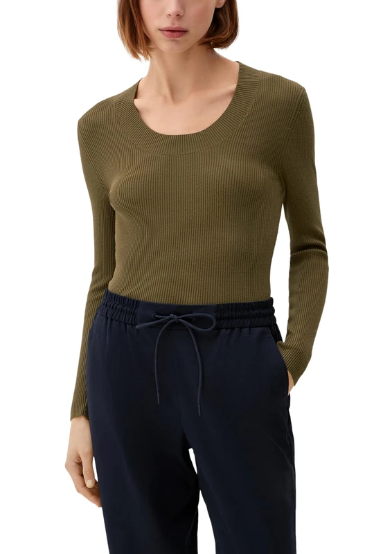 s.Oliver Women's Pullover Crew Neck, Long Sleeve, Green, 8