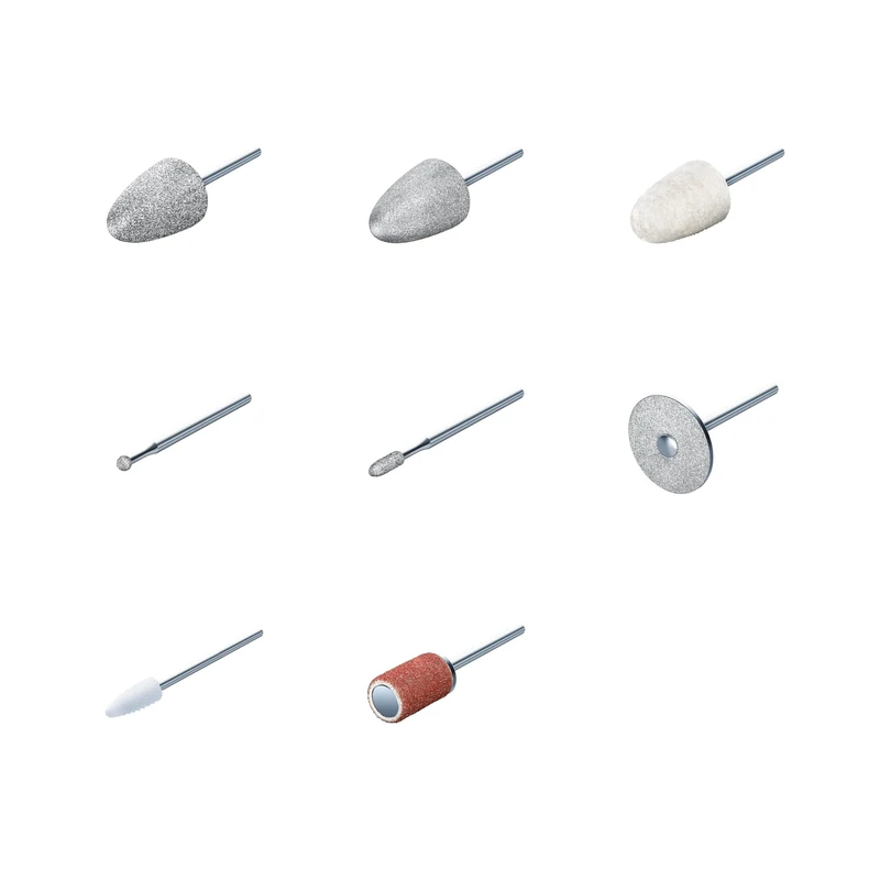 Beurer MP 52 replacement set, 8 high-quality manicure and pedicure attachments made of sapphire, felt, and carbide, for well-groomed hands and feet, suitable for artificial nails