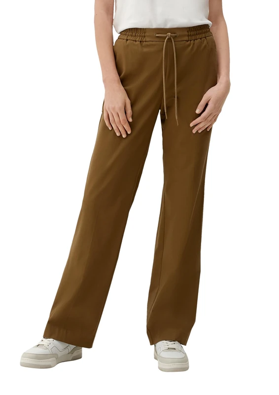 s.Oliver Women's Long Loose Fit Trousers, Green, 10