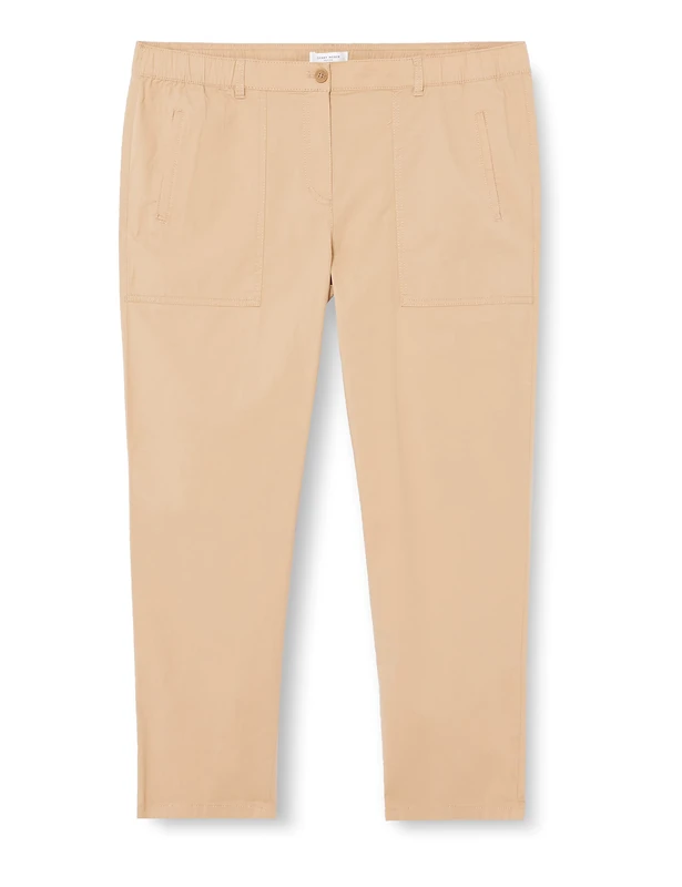 Gerry Weber Women's Chino with Elasticated Waistband and Patch Pockets, Trousers, Leisure, Shortened, Plain, 7/8 Length, Caramel, 10 Short - Image 1