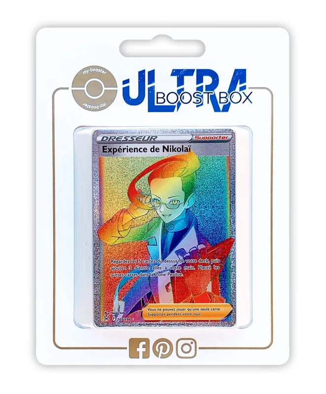 Expérience de Nikolaï (Colress's Experiment) 205/196 Shiny Rainbow trainer - ULtraboost X Epée et Bouclier 11 Origine Perdue - Box of 10 Pokemon French cards