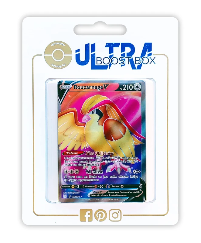 Roucarnage V (Pidgeot V) 188/196 Full Art - Ultraboost X Epée et Bouclier 11 Origine Perdue - Box of 10 Pokemon French Cards