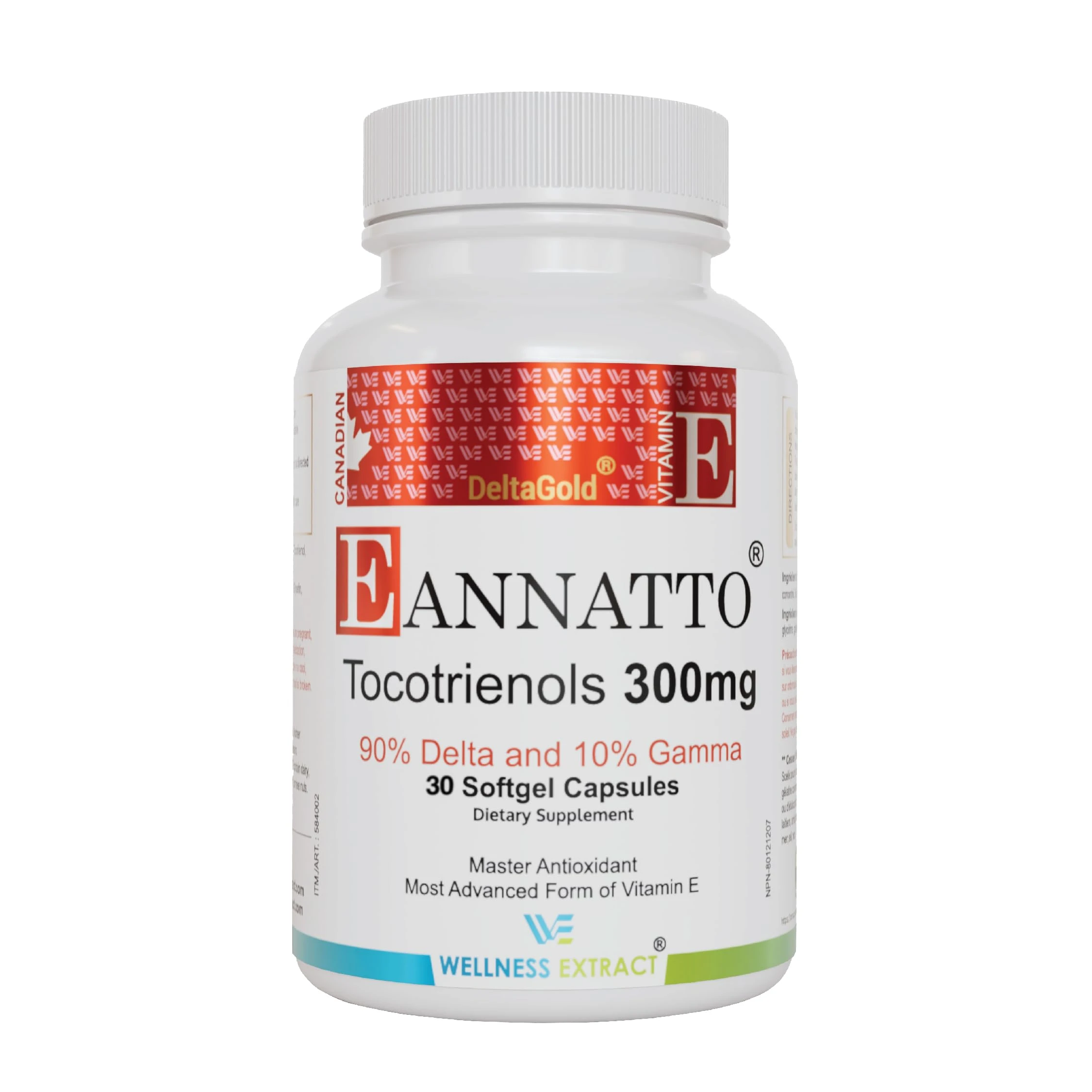 E Annatto Tocotrienols Deltagold 300mg Vitamin E Tocotrienols Supplements Softgel Capsules, Tocopherol Free, Supports Immune Health & Antioxidant Health (90% Delta & 10% Gamma) (300 MG 30 Softgels).