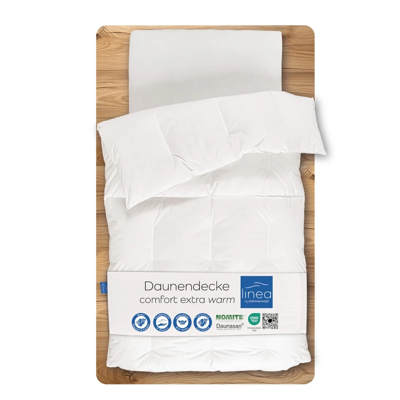 LINEA by böhmerwald comfort 4-chamber duvet, super warm, 155 x 220 cm, 90% down/10% feathers, class 1, suitable for allergy sufferers, washable up to 60 °C, produced in Germany - Image 1