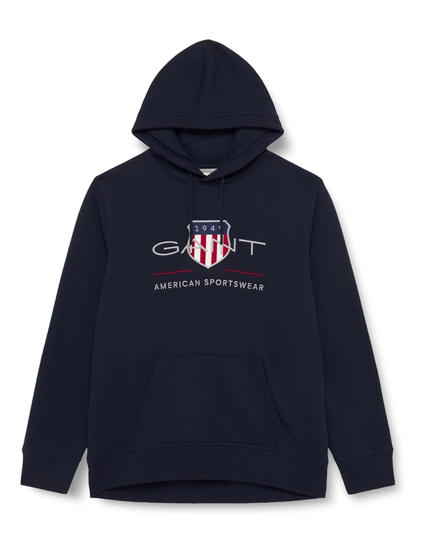GANT Men's REG Archive Shield Hoodie Evening Blue Standard, Evening Blue, XXXXXL