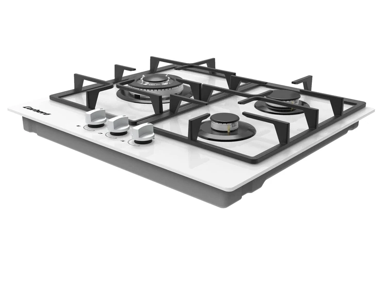Corberó - Butane Gas Hob | CPCGM3F3122W | 6,05 Kw | 3 Burners | Auto Ignition | Safety Gas Cut | Automatic Disconnection | Cast Iron | Natural Gas Conversion Kit | White