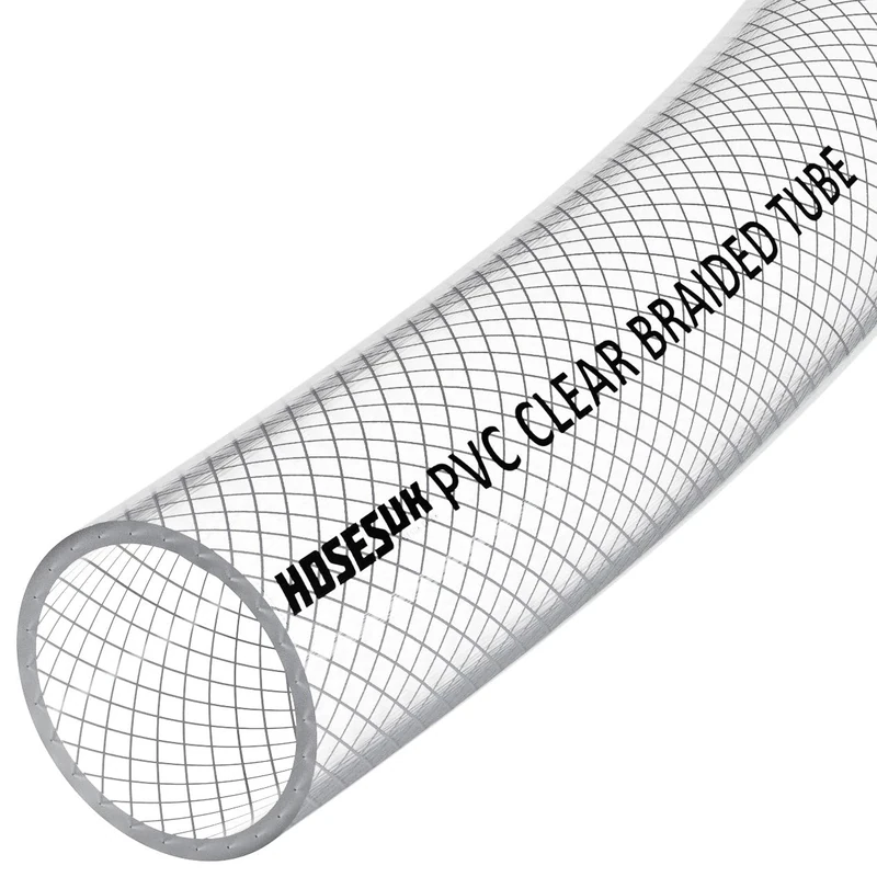 25mm (1") ID PVC Clear Reinforced Braided Air, Water, Oil, Gas, Food Flexible Plastic Hose Tube 20 Metres