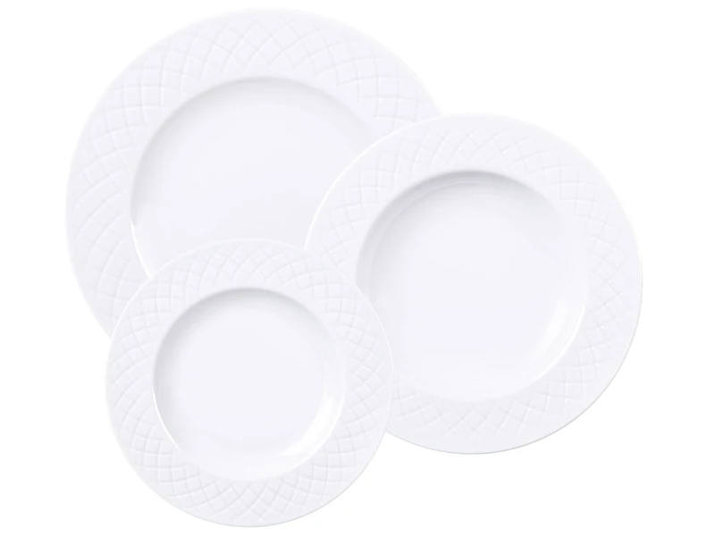 Tramontina - Set of Dinner Plates, Soup, Dessert Ingrid 27 cm, 23 cm, 21 cm, 12pcs, Porcelain