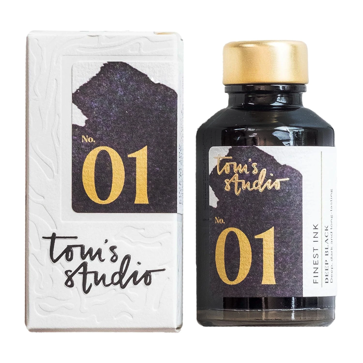 Tom's Studio Fountain Pen Ink, Deep Black Writing Ink, Glass Ink Bottle for Fountain Pens, 50ml