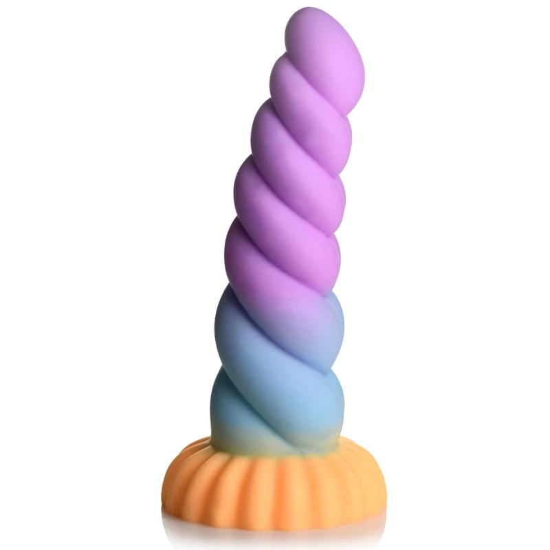 CREATURE COCKS Mystique Silicone Unicorn Dildo Adult Sex Toy. Sex Harness Compatible and Hands-Free Suction Cup Dildo for Women, Men and Adult Couples. Over 7 Inches of Insertable Length.