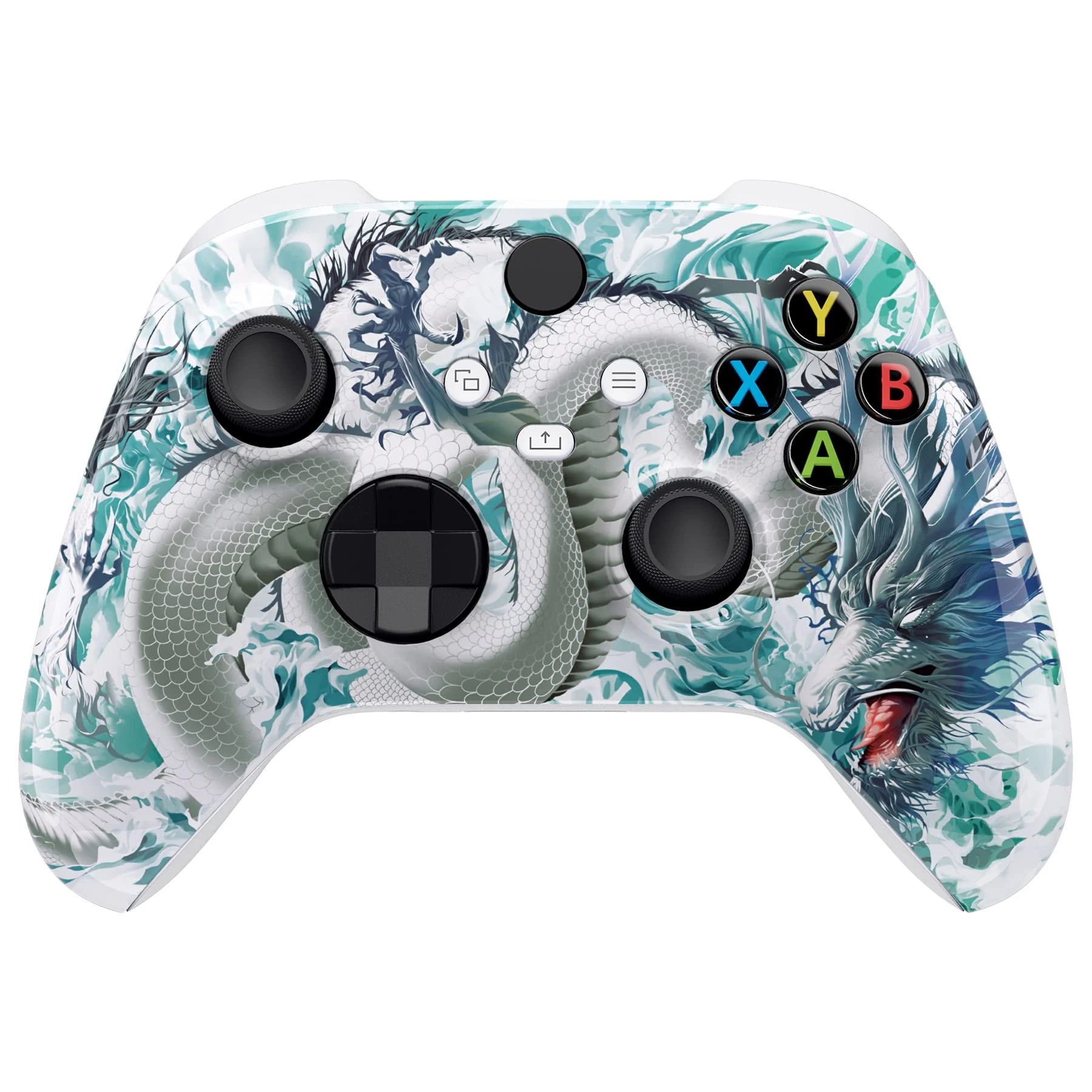 eXtremeRate Custom Shell for Xbox Series X & S Controller - Revitalize Your Controller - Jade Dragon - Cloud Dominator Cover Front Housing Cover for Xbox Core Controller [Control NOT Included]
