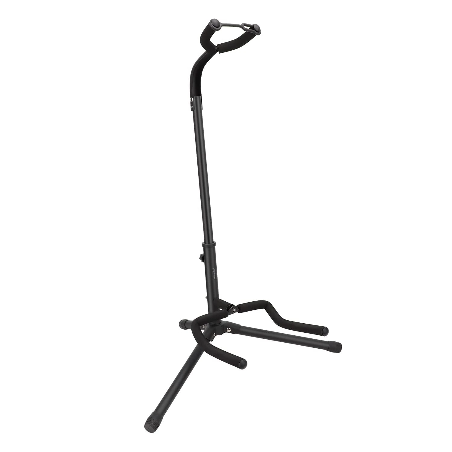Amazon Basics Guitar Stand with Adjustable Folding Rack and Neck Holder for Acoustic, Electric, Bass Guitars, Banjos and 26-Inch Ukuleles, Iron Frame with Soft Rubber Padding, Black