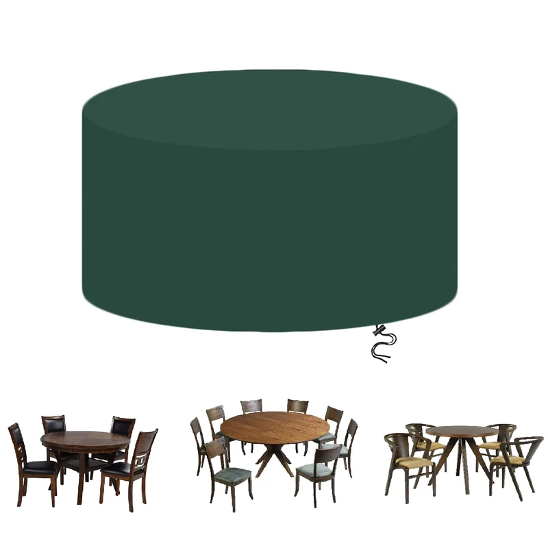 AXFZZRS Garden Table Cover - Circular Patio Furniture Cover, Waterproof, Windproof, Anti-UV, Heavy Duty Rip Proof 420D Oxford Fabric (140x120cm, Green)