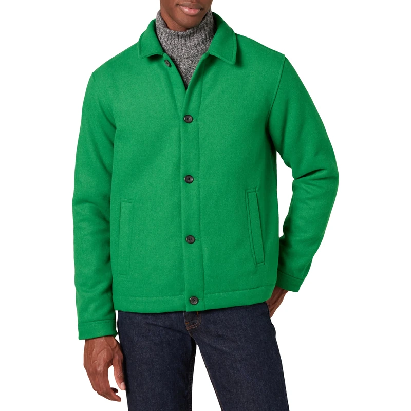 Amazon Essentials Men's Wool Blend Bomber Jacket (Available in Big & Tall), Green, 6XL Plus