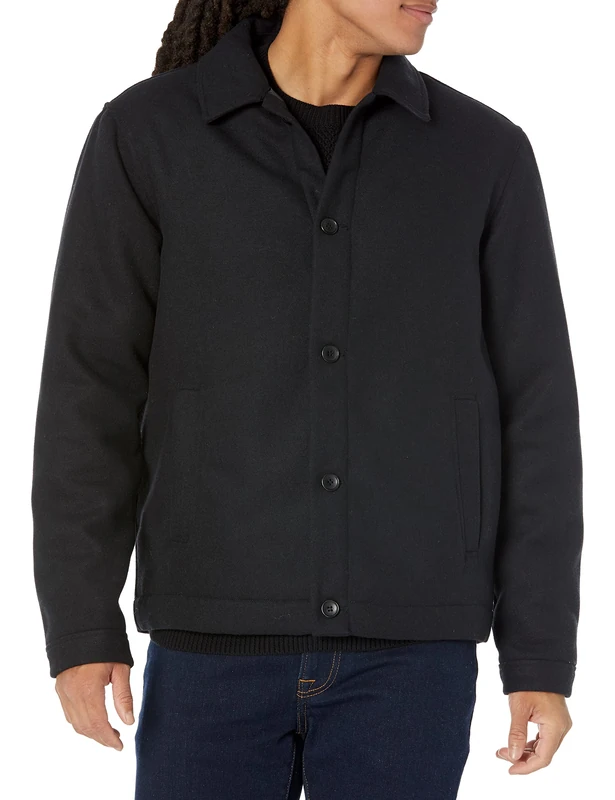 Amazon Essentials Men's Wool Blend Bomber Jacket (Available in Big & Tall), Black, XL - Image 1