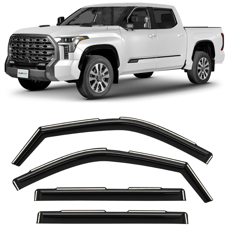 CLIM ART in-Channel Incredibly Durable Rain Guards Compatible with Toyota Tundra 2022-2024 CrewMax, Original Window Deflectors, Vent Window Visors, Vent Deflector, 4 pcs. - 619019