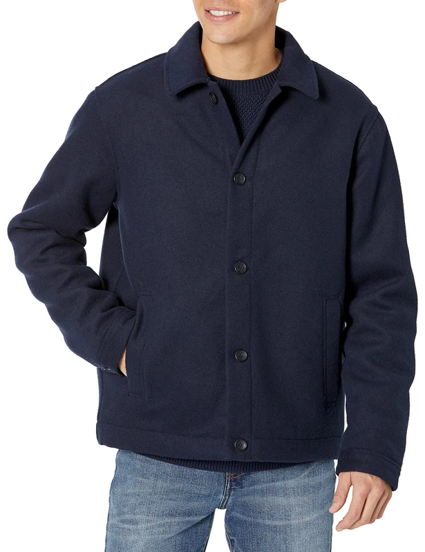 Amazon Essentials Men's Wool Blend Bomber Jacket (Available in Big & Tall), Navy, XXL - Image 1