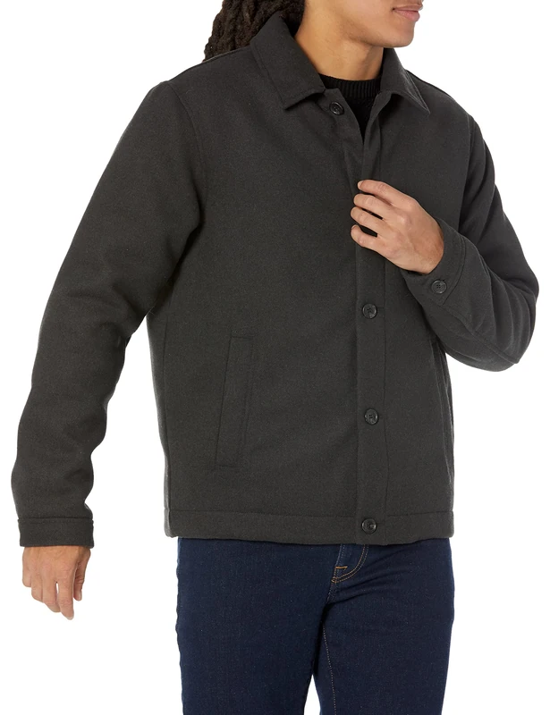 Amazon Essentials Men's Wool Blend Bomber Jacket (Available in Big & Tall), Washed Black, L - Image 1